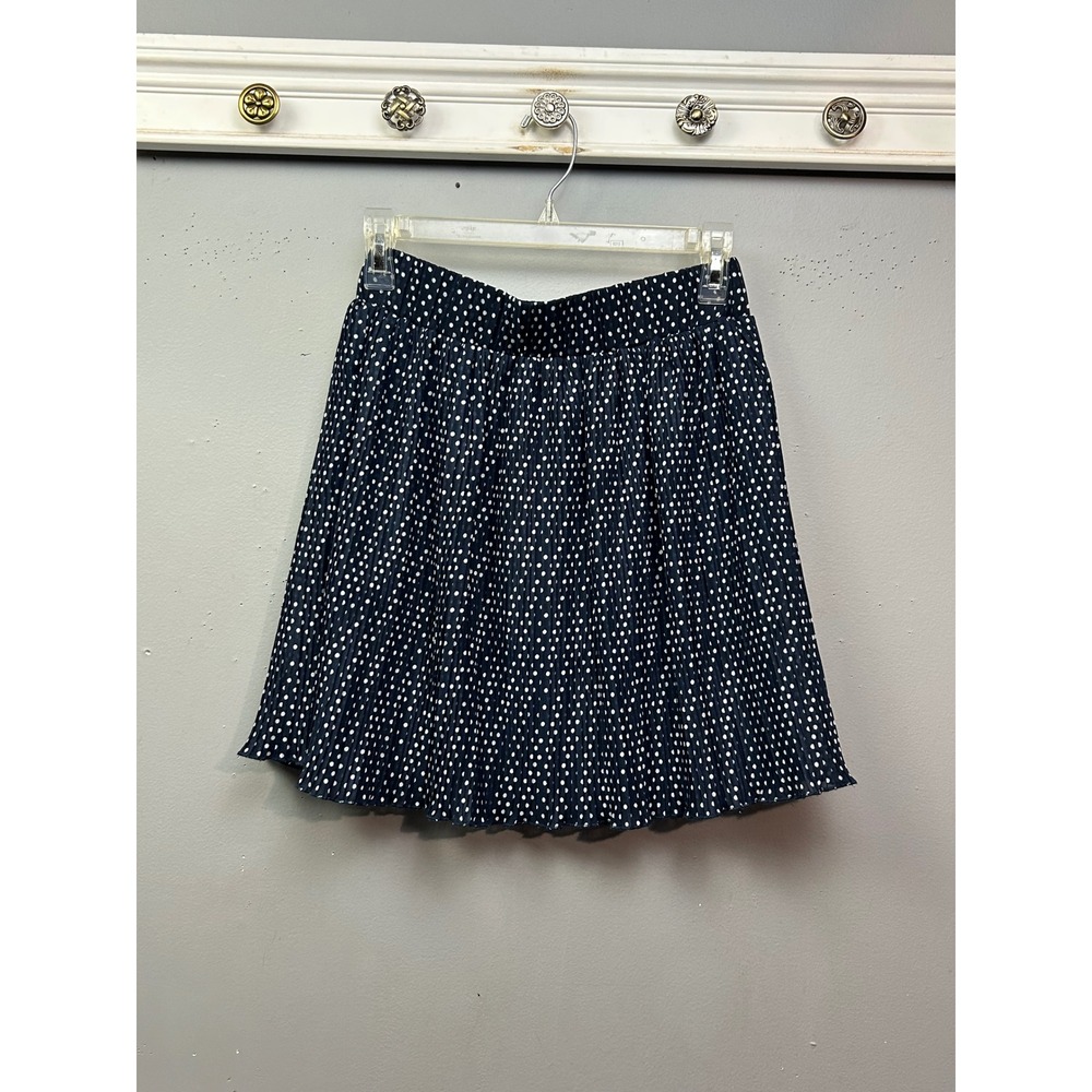 Pins andโ Needles Skirt Women Medium Navy Polka Dot Pleated Mini Elastic Waist